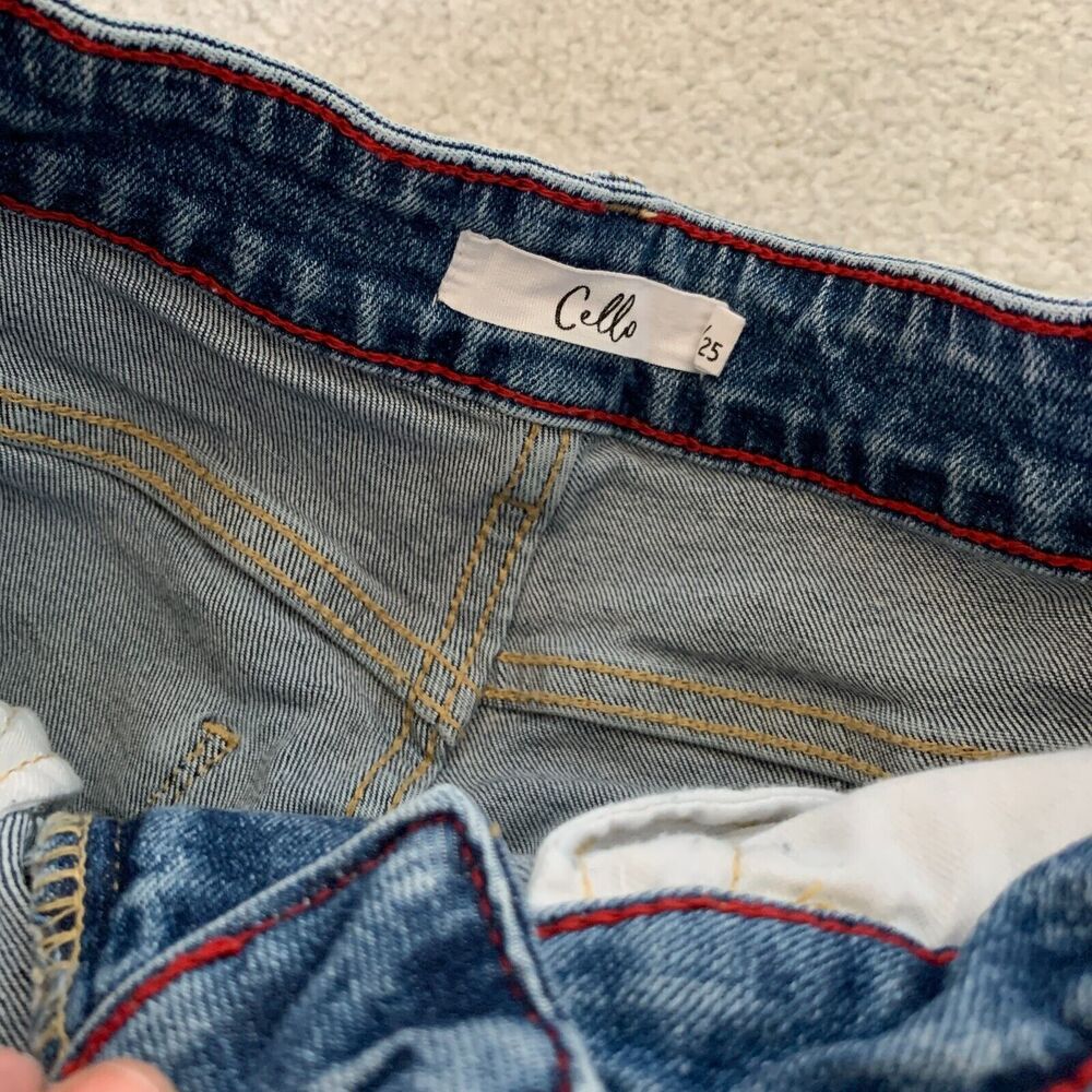 Cello Jeans High‎ Rise Distressed Holes Straight Denim Jeans Women's Size 1 / 25 - Picture 3 of 12